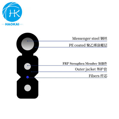 FTTH 8figure Self Supporting Outdoor Drop Fiber Optical Cable Czarny z stalowym drutem