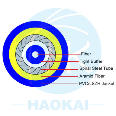 GJFXH Simplex Armoured Indoor Drop Fiber Cable G657A2 1core z przędzy Kevlar