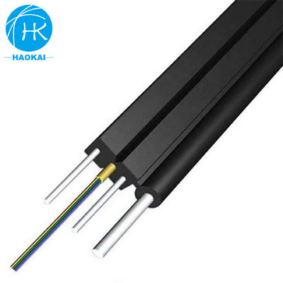 2core 6core FTTH Drop Cable Flat Fiber Optic Cable Z Aramid Central Tube Steel Wire
