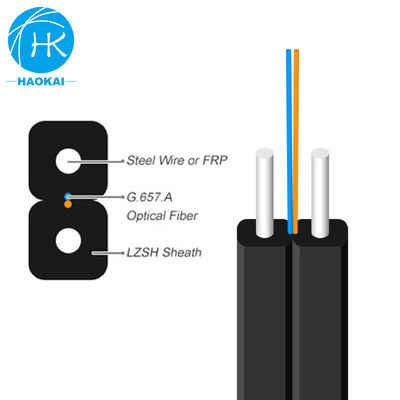 Wnętrze FTTH Drop Cable 2core 4core FRP Steel Wire FTTH Fiber To The Home