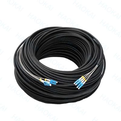 Zewnętrzny FTTH Patch Cord 2core Steel Wire Drop Fiber Optical Cable 2SC-2SC Connector