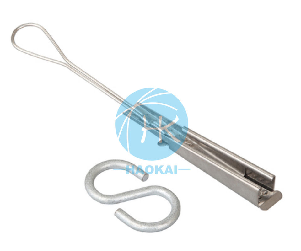 S Hook Aerial Ftth Accessories Flat Type Fiber Optic Drop Cable Tension Clamp